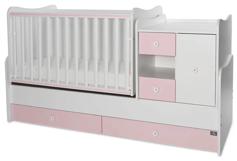 LORELLI Classic Трансформиращо се легло-люлка 190/72 см. MINI MAX БЯЛО/ORCHID PINK