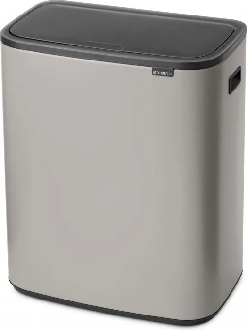 Кош за боклук Brabantia Bo Touch 1010456, 2x30 л, Плавно и безшумно отваряне, Голям отвор, Сив