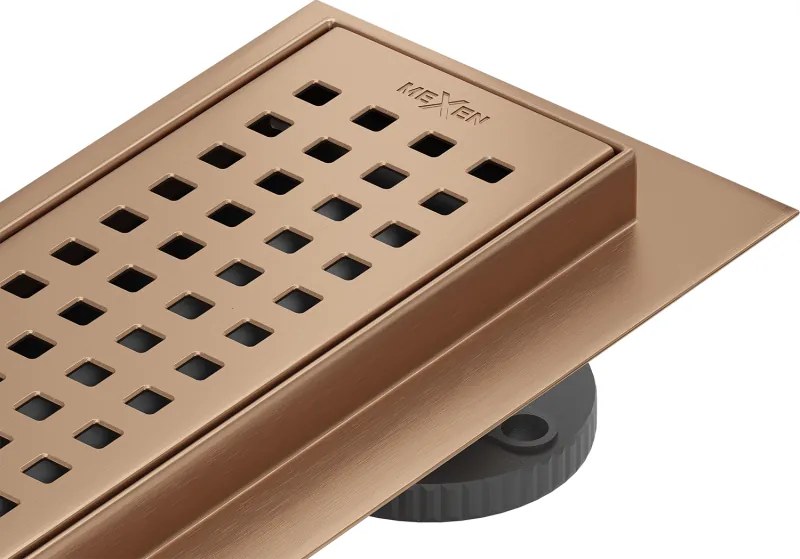 Mexen Flat 360° M08 въртящ се линеен сифон 90 см, четкан мед - 1C25090-40