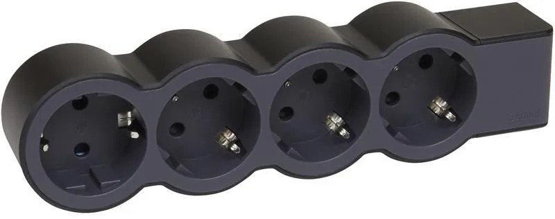 Legrand Разклонител ЧЕРЕН 4x2P+E без кабел Standard NEW  - 694576