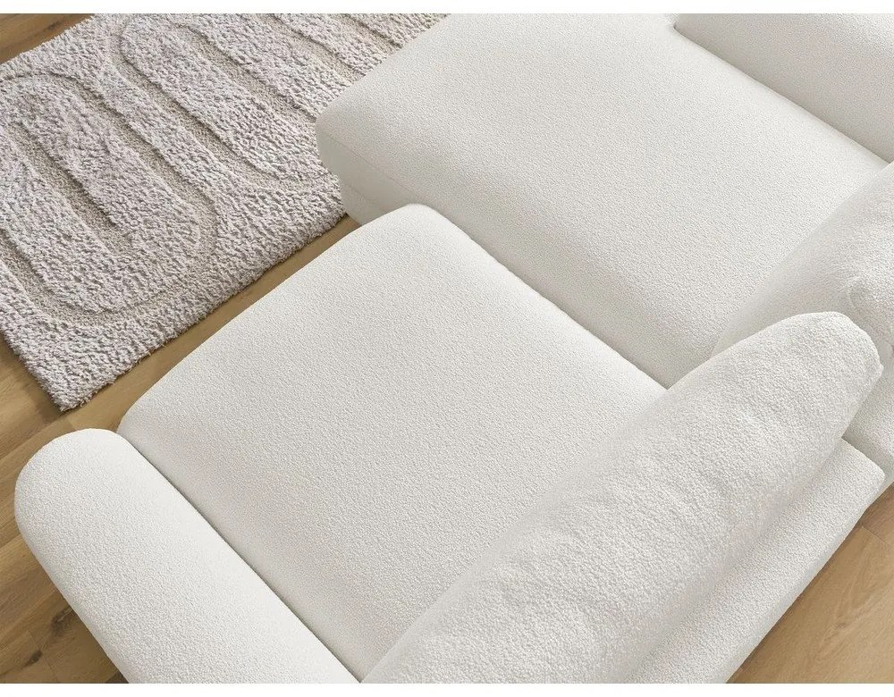 Бял ъглов диван от прежда с примки от букле (ляв ъгъл) Leonore – Bobochic Paris