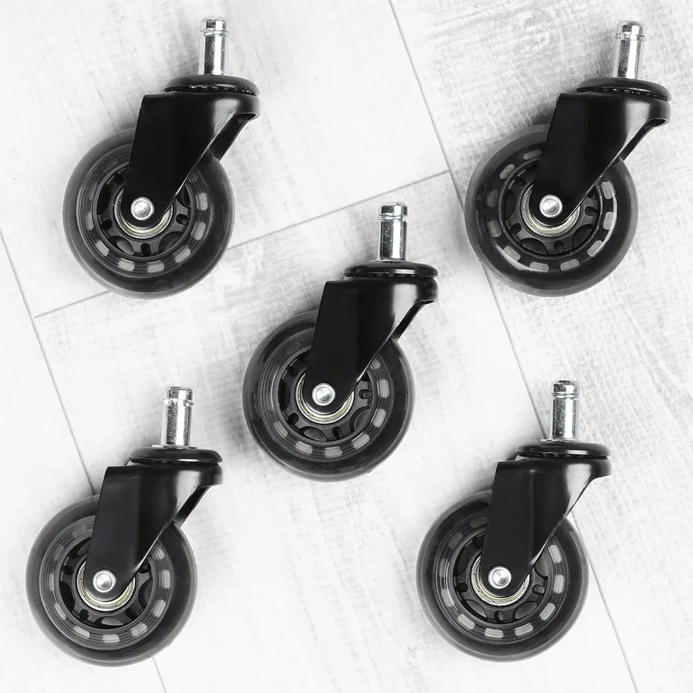Комплект от 5 колелца за офис стол, диаметър 6.3см, щифт 10мм