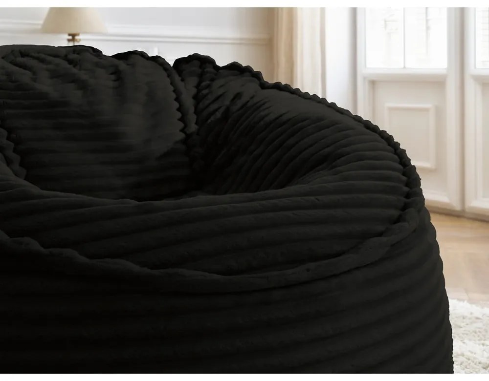 Черен пуф от рипсено кадифе Socrate – Bobochic Paris