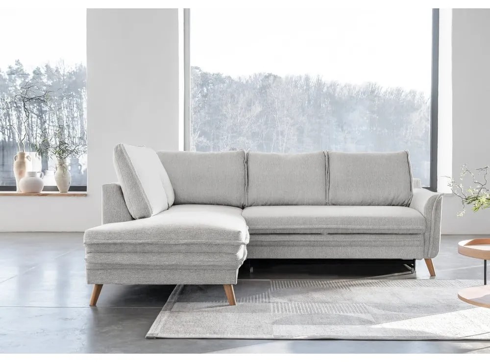 Бежов разтегателен ъглов диван (ляв ъгъл) Charming Charlie – Miuform