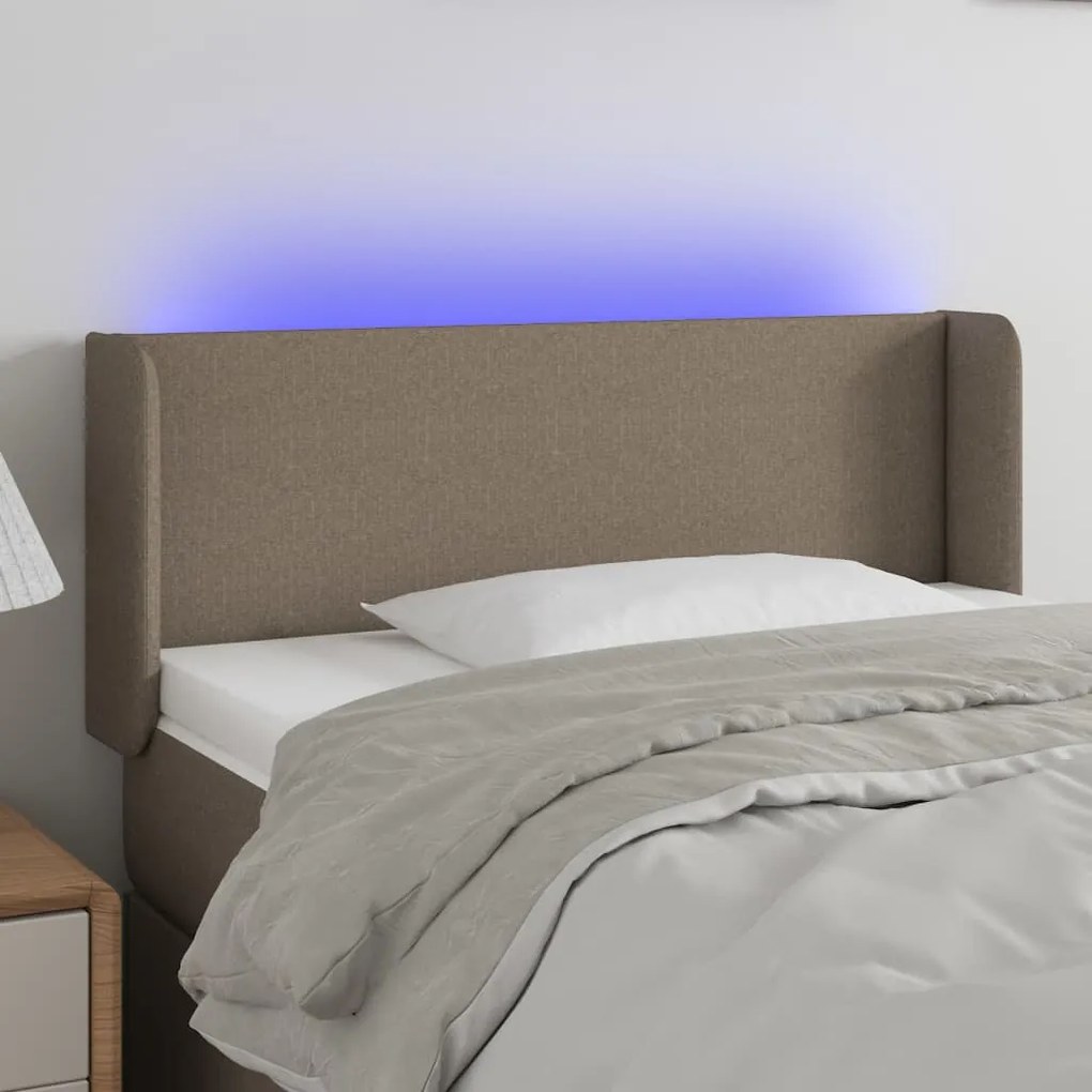 3122934 vidaXL LED горна табла за легло, таупе, 83x16x78/88 см, плат