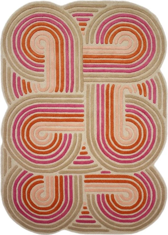 Розов ръчно изработен вълнен килим 160x230 cm Spiral Shaped – Flair Rugs