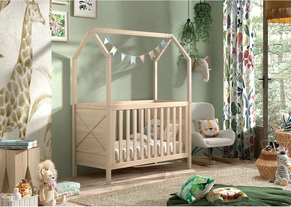 Детско креватче 60x120 cm от масивен бор с регулируема височина в естествен цвят Scott – Vipack
