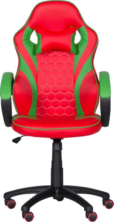 Геймърски стол с футболни мотиви Carmen 6304, До 100 кг, Еко кожа, Регулиране на люлеенето, Силиконови колелца, Червен/зелен