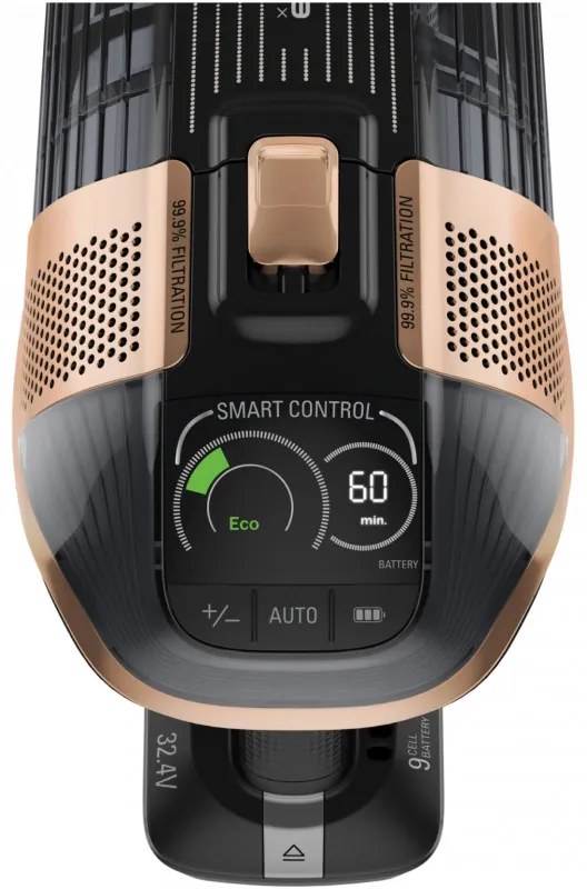 Вертикална прахосмукачка Rowenta X-Force Flex 15.60 RH99F1, 520W, 230AW, 0.9 л, 32.4V, Автономия 80 мин, Автоматична мощност, LED четка, Дисплей, Flex, Черен/бронз