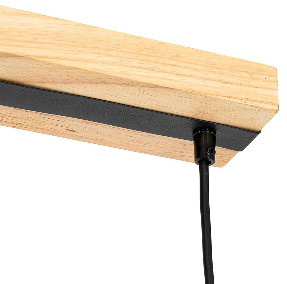 Модерна висяща лампа черна с дърво 5-светлина - Jeana