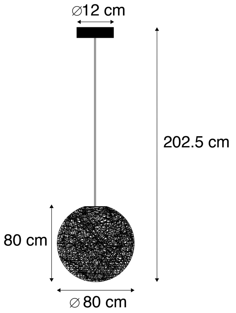Държавна висяща лампа черна 80 см - Corda