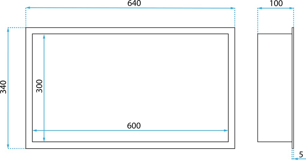 Вграден рафт за баня  LED 30x60 brush gold