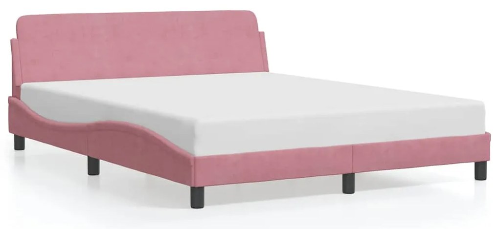 373217 vidaXL Рамка за легло с табла Dover, розова, 160x200 см, кадифе