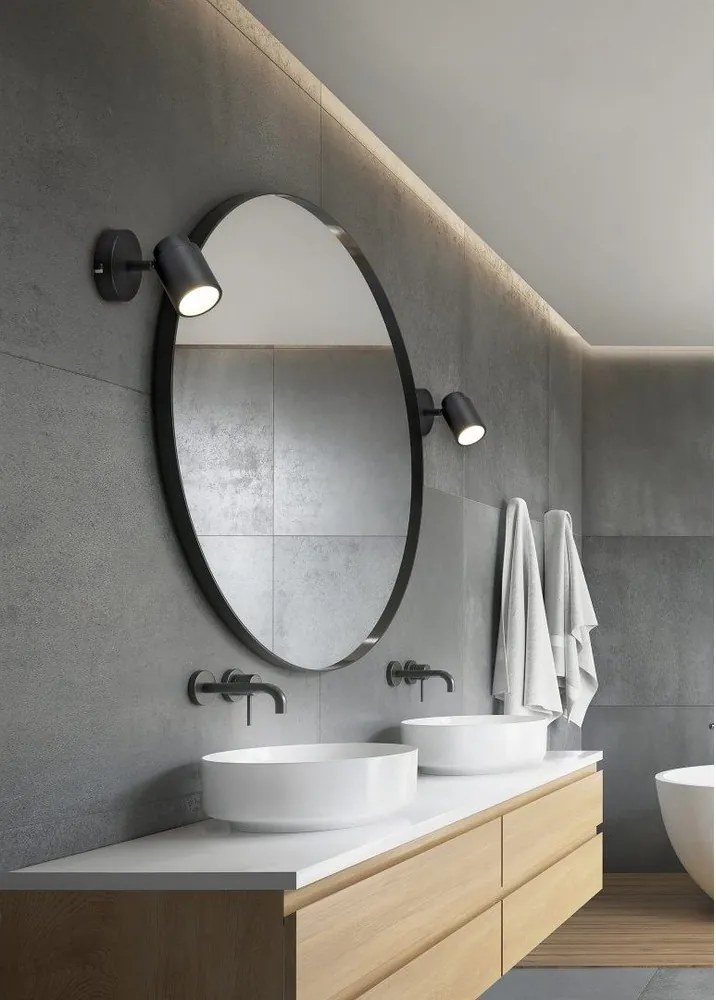 Матово черен метален прожектор 10x9 cm Angelo - Trio