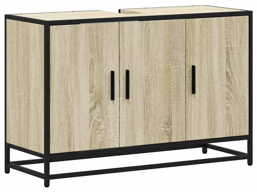 849270 vidaXL Шкаф за мивка за баня, дъб сонома, 90x33x60 см, инженерно дърво