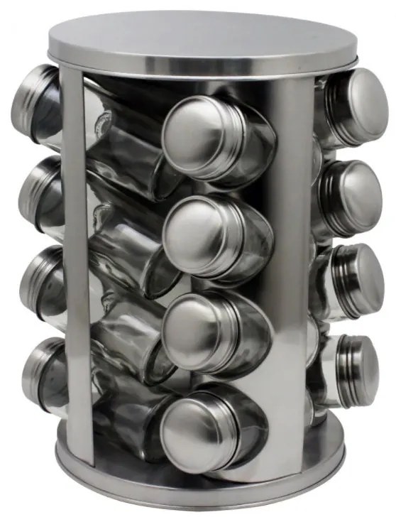 Бурканчета за подправки на стойка ZEPHYR ZP 1217 CR16, 16 бр. бурканчета, 4 нива, Въртяща се основа, Сребрист