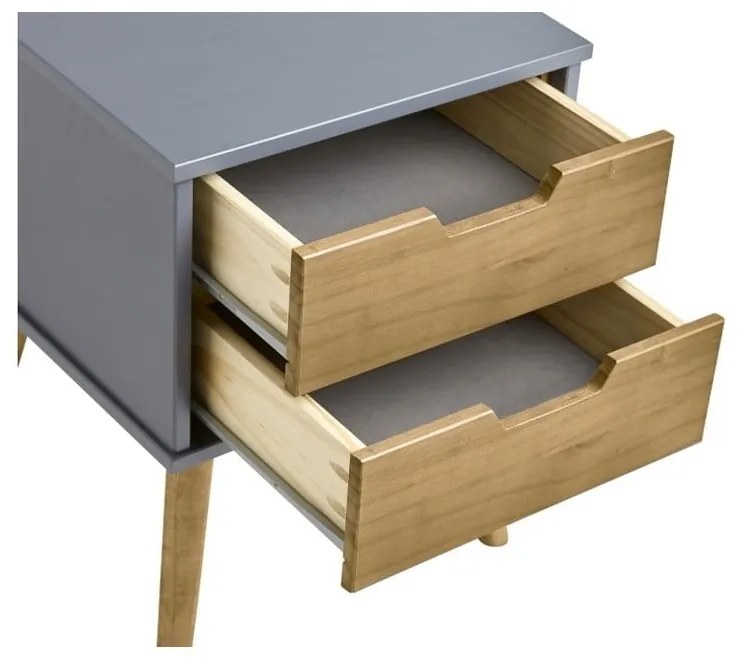 Сиво-кафяво нощно шкафче, изработено от масивна борова дървесина Baku - Marckeric