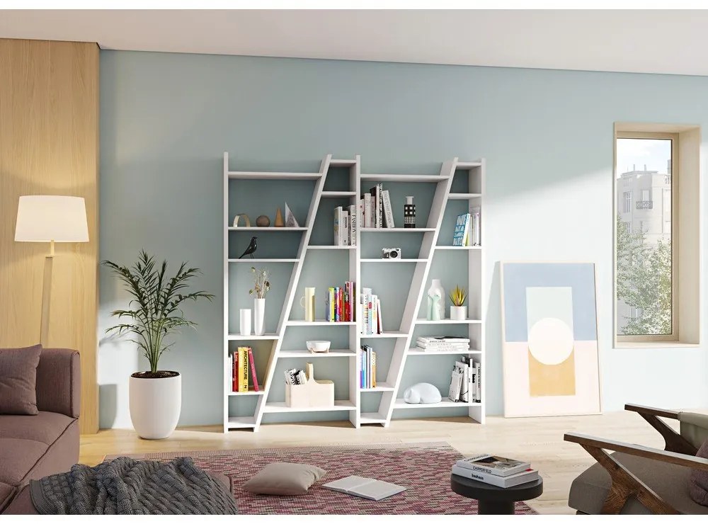 Бял шкаф за книги 190x195 cm Delta - TemaHome