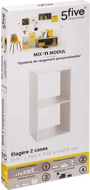 Рафт 5five Mix'n Modul, 2 отделения, MDF, 35x32x68 cm - Дървесен