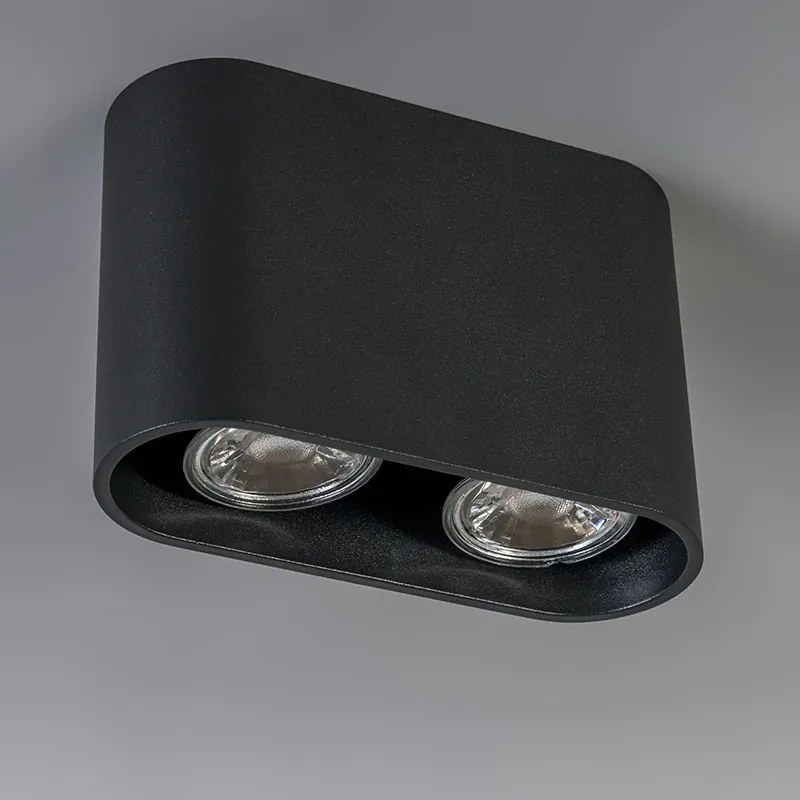 Модерен повърхностно монтиран прожектор черен 2-светлини GU10 50mm - Ronda