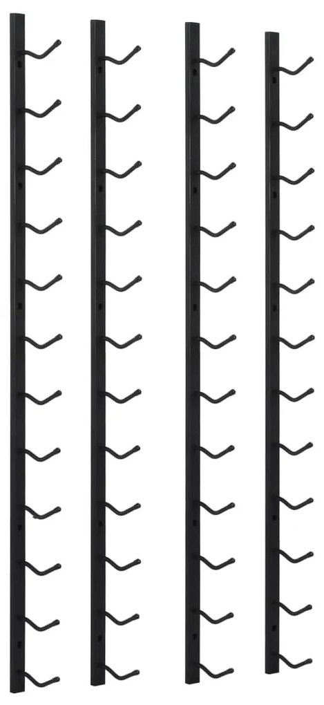 Стойки за вино за 12 бутилки стенен монтаж 2 бр черни желязо