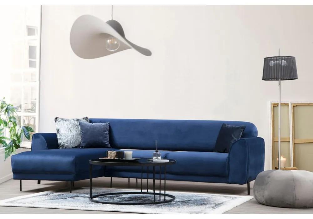 Син ъглов разтегателен диван с кадифена повърхност , ляв ъгъл Image - Artie