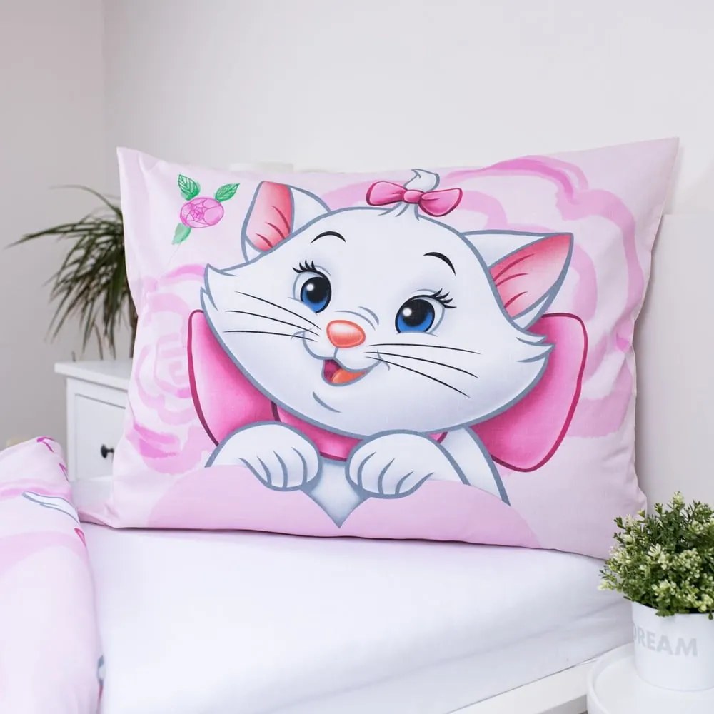 Розово единично памучно детско спално бельо 140x200 cm Marie Cat "Pink" – Jerry Fabrics