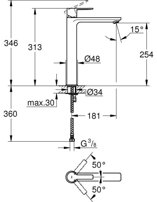 Кран за мивка Grohe Lineare New XL маса-Антрацит Mat