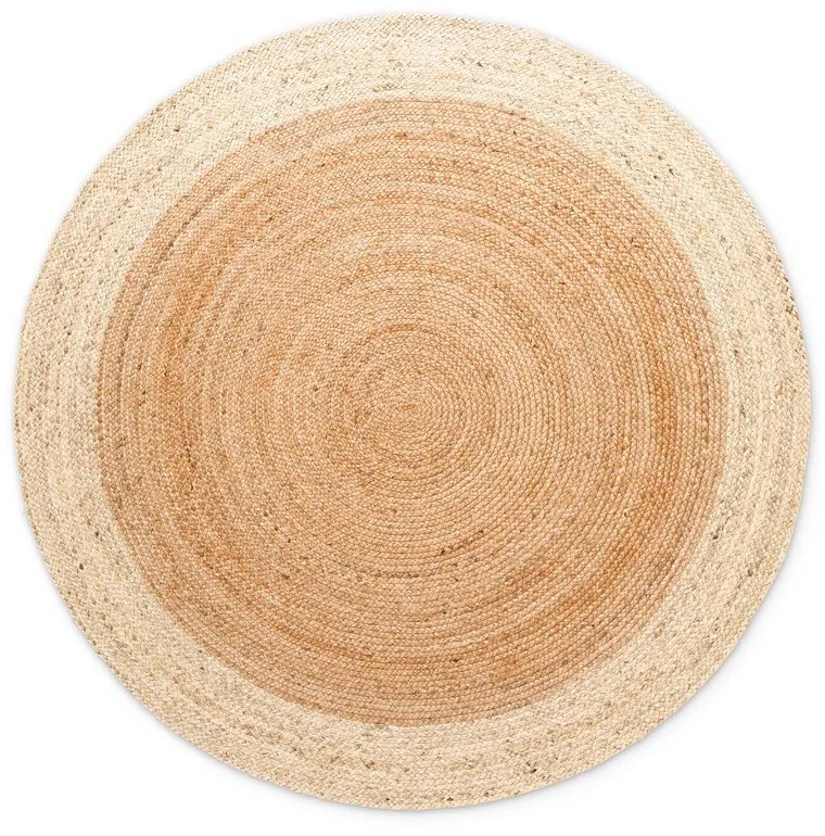 Двустранен ръчно изработен ютен кръгъл килим в естествен цвят ø 100 cm Jutta Gold – Hanse Home