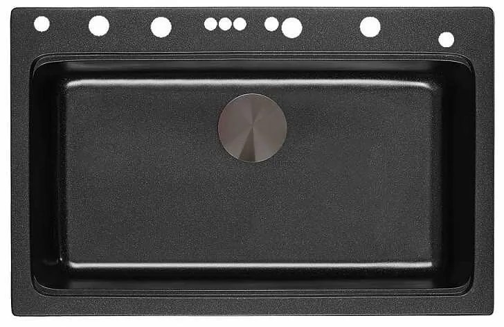 Кухненска мивка 8276 BLACK, Inter Ceramic, гранит, едно корито, със сифон, 76x23х48.5см