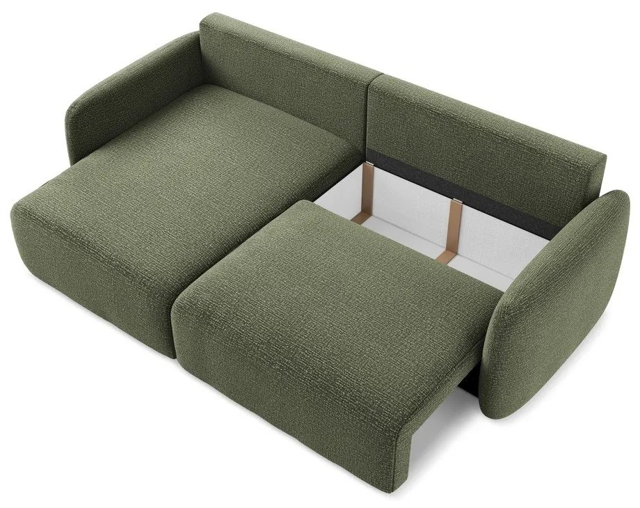 Зелен разтегателен ъглов диван с място за съхранение (ляв ъгъл) Kalena – Makamii