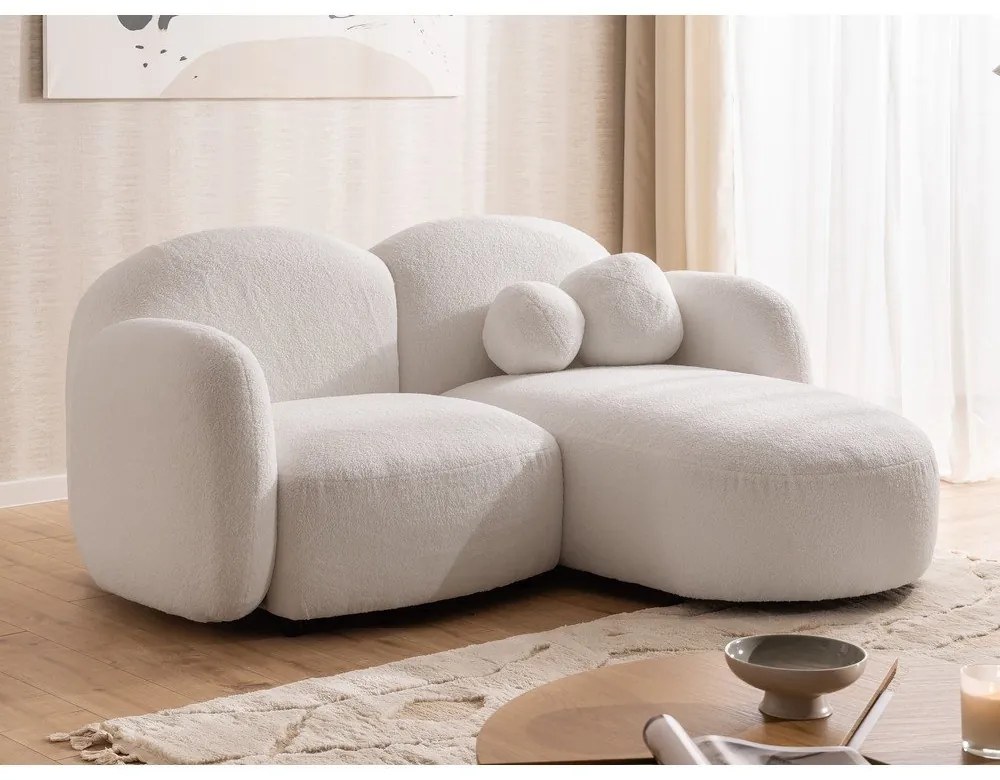 Кремав ъглов диван от прежда с примки от букле (десен ъгъл) Orbit – Ropez