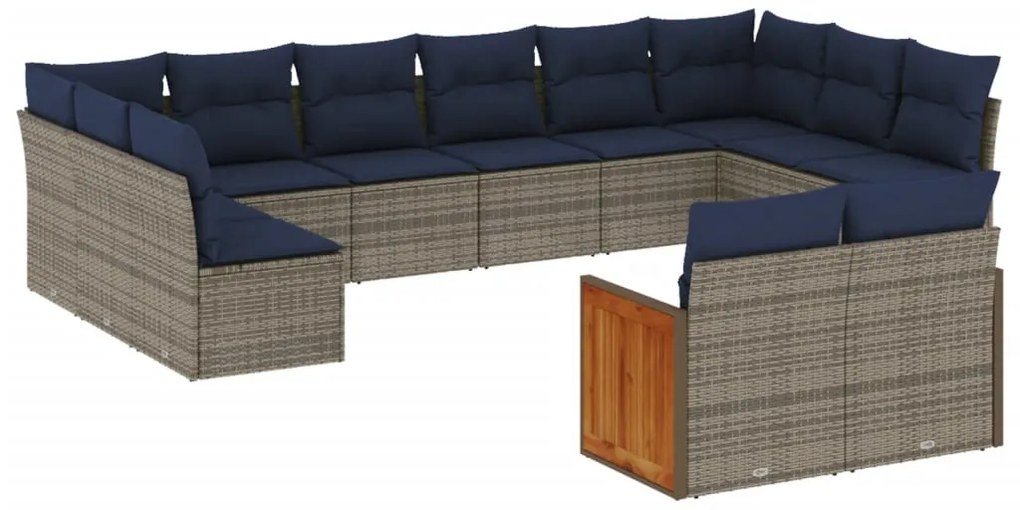 3260528 vidaXL Градински комплект диван с възглавници 12 части сив полиратан