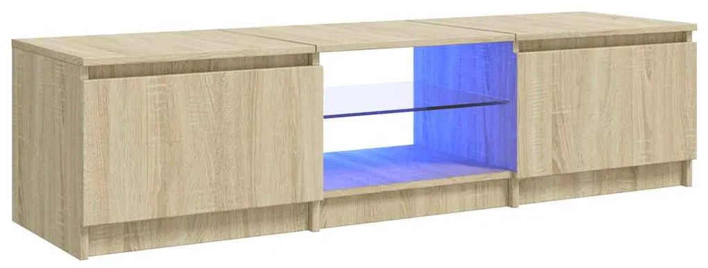 804295 vidaXL ТВ шкаф с LED осветление, дъб сонома, 140x40x36 см
