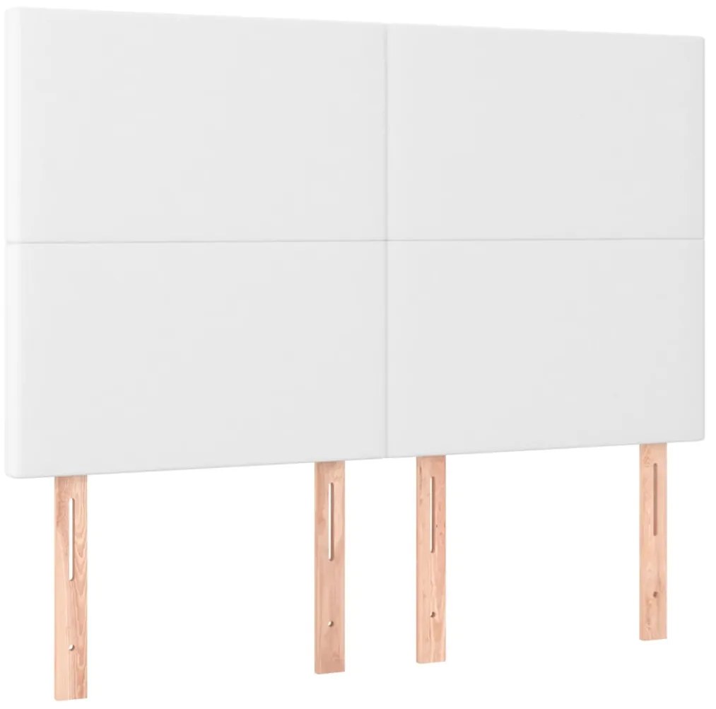 3116143 vidaXL Табла за легло, бяла, 144x5x118/128 см, изкуствена кожа