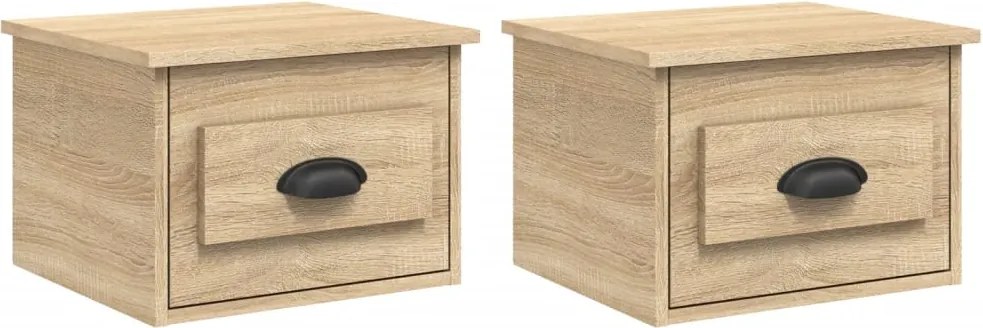 816383 vidaXL Нощни шкафчета за стенен монтаж 2 бр сонома дъб 41,5x36x28 см