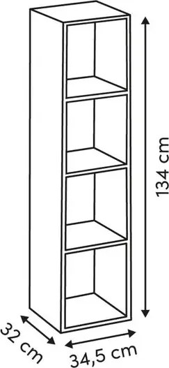 Рафт 5five Mix'n Modul, 4 отделения, MDF, 35x32x134 cm - Бял