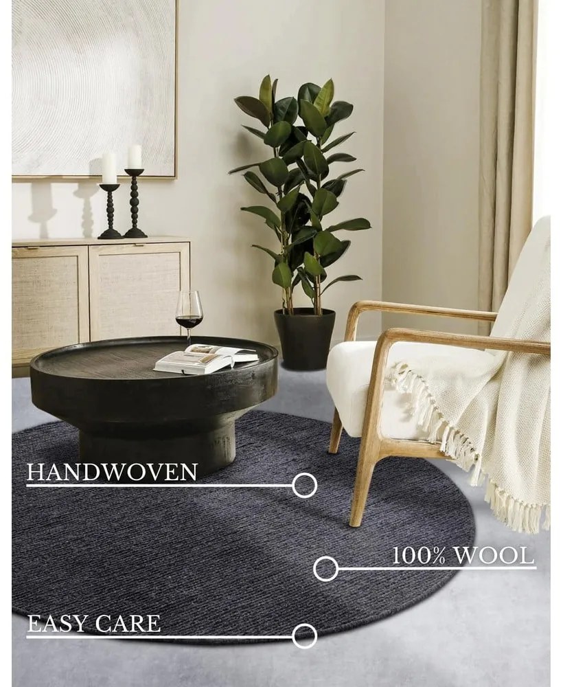 Тъмносив ръчно изработен вълнен кръгъл килим ø 200 cm Francois – Villeroy&Boch