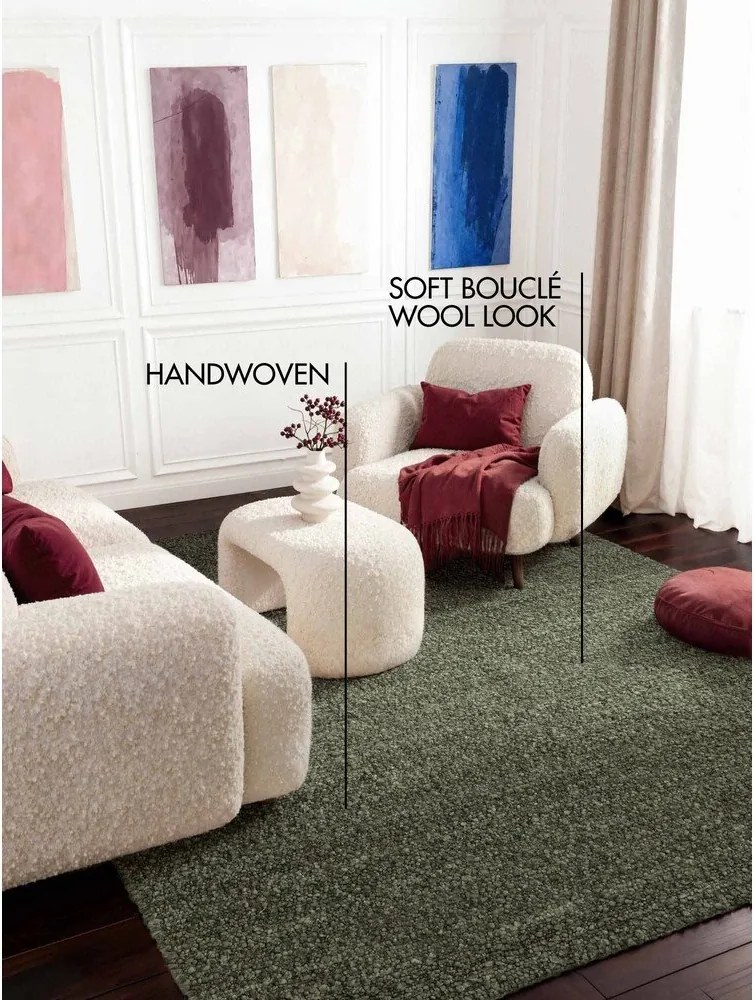 Зелен ръчно изработен килим от букле 120x170 cm Notting Hill Portobello – Ted Baker