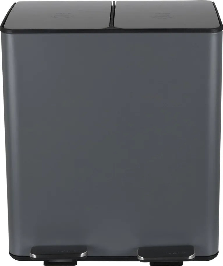 Тъмносиво стоманено кошче за боклук 2x20 l за рециклиране с педал Aliya – Spirella