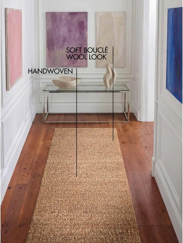 Бежова ръчно изработена пътека от букле 80x200 cm Notting Hill Portobello – Ted Baker