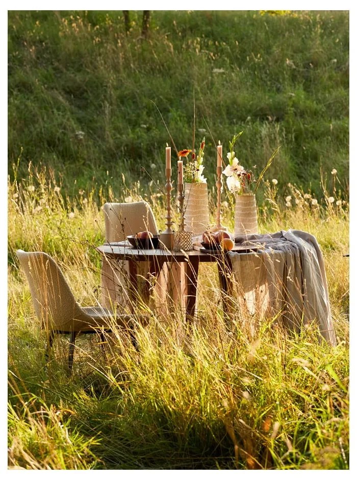 Кафява кръгла трапезна маса с акациев плот ø 140 cm Quenza – Light & Living