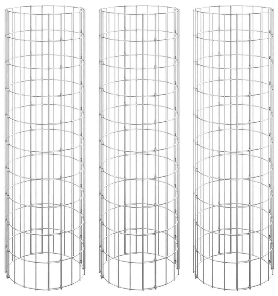 Габион кръгли повдигнати лехи 3бр поцинкована стомана Ø30x100см
