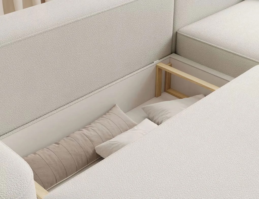 Ъглов диван Luxora-Светло бежов-вдясно