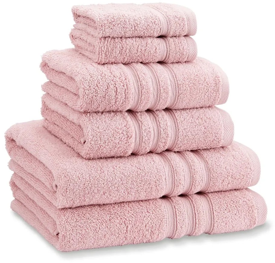 Светлорозови памучни хавлии и кърпи за баня в комплект от 6 бр. от тери Zero Twist – Catherine Lansfield
