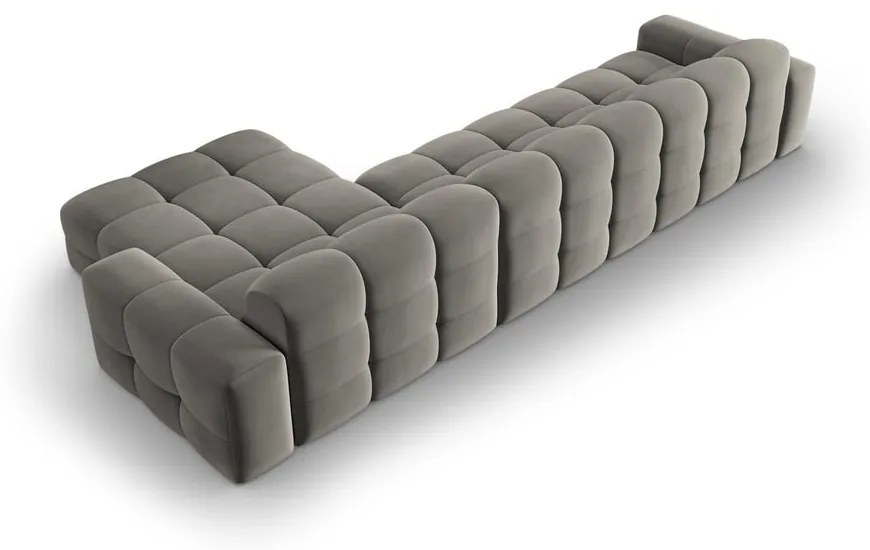 Ъглов диван от сиво кадифе (десен ъгъл) Kendal - Micadoni Home