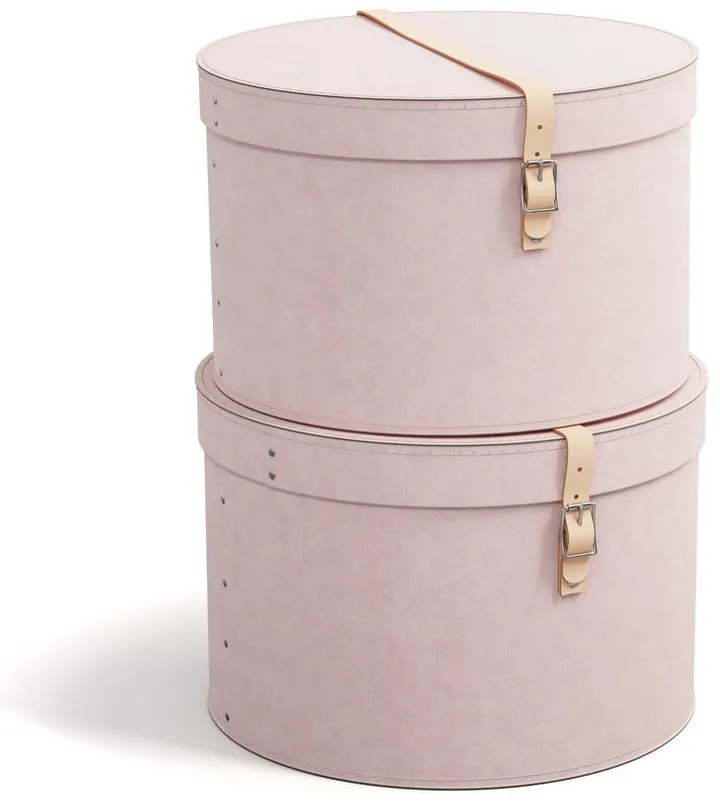 Декоративни светлорозови картонени кутии за съхранение в комплект от 2 бр. с капаци ø 37,5x25 cm Rut Restore Paper Laminate – Bigso