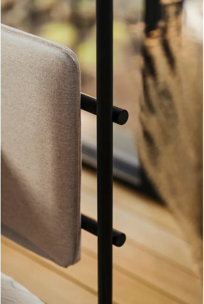 Черно/бежово стоманено двойно легло 200x200 cm тапицирано с балдахин с включена подматрачна рамка Eton – noo.ma