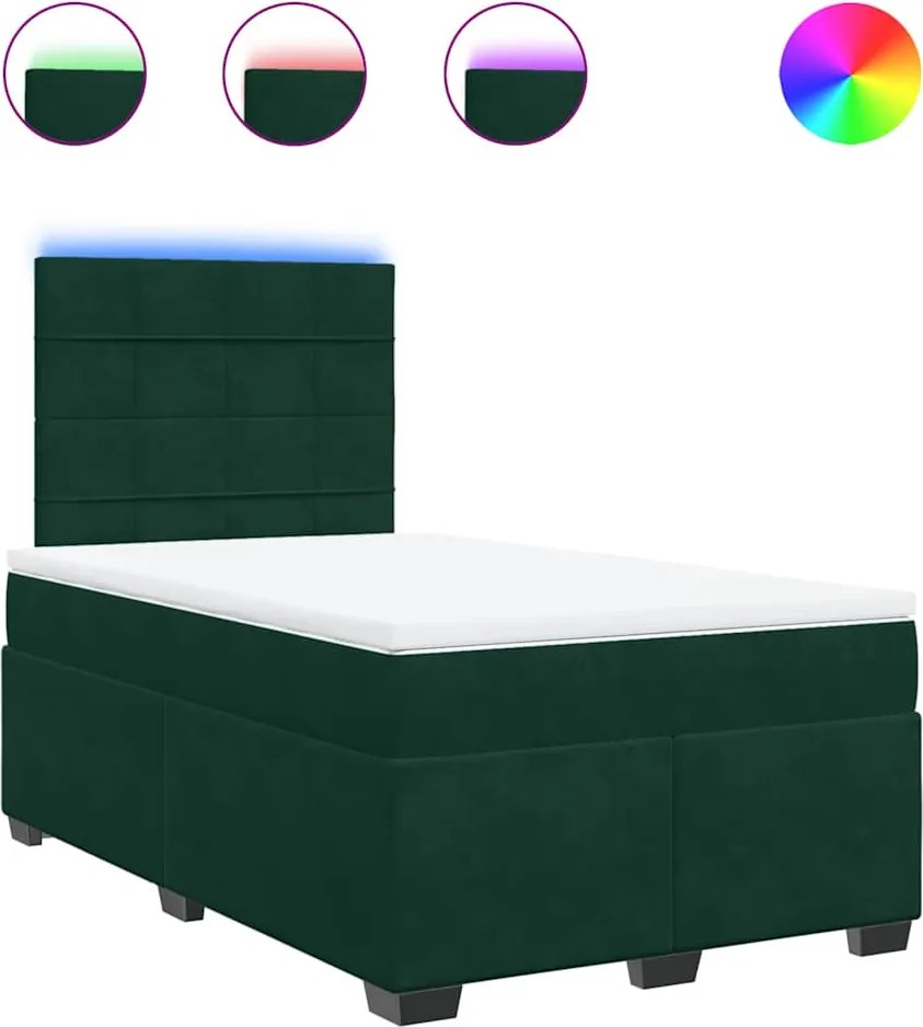 3293185 vidaXL Боксспринг легло с матрак, тъмнозелено, 120x200 см, кадифе