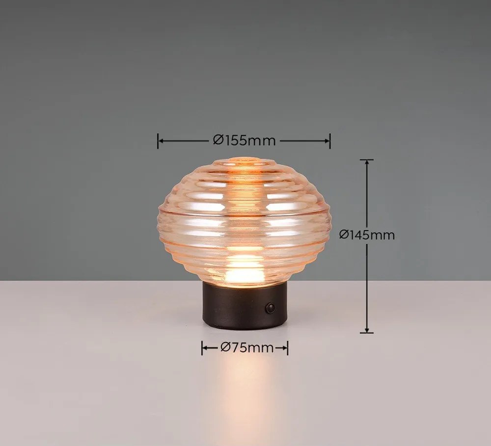 Черна и бежова настолна LED лампа със стъклен абажур (височина 14,5 см) Earl - Reality